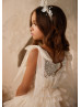 Beaded Lace Tulle Ruffled Flower Girl Dress